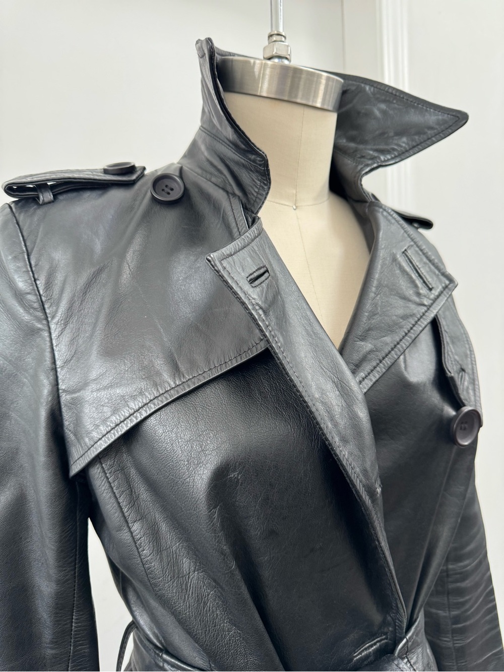 Zara Black Leather Trench Coat